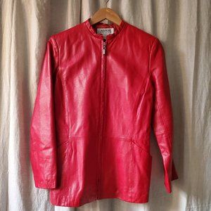 Alfani Red Lamb Leather Jacket Sz S